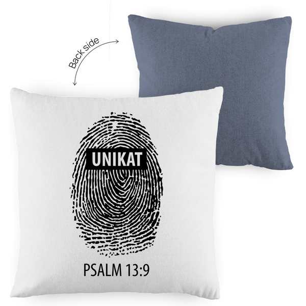 Kopfkissen zweifarbig unikat fingerabdruck psalm 13:9