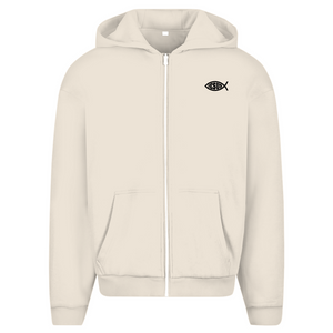 Oversize Zipper Hoodie fisch symbol ICHTHYS Jesus