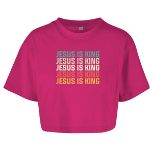 Damen Oversize Crop Top jesus is king vintage