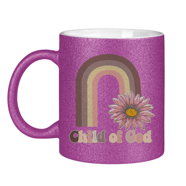 Glitzertasse child of god regenbogen