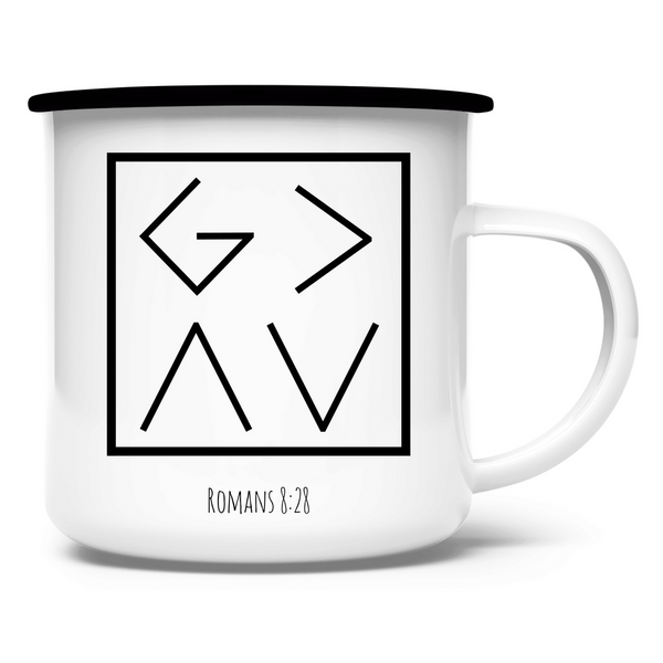 Emaille Tasse got is greater romans 8:28 abkürzung