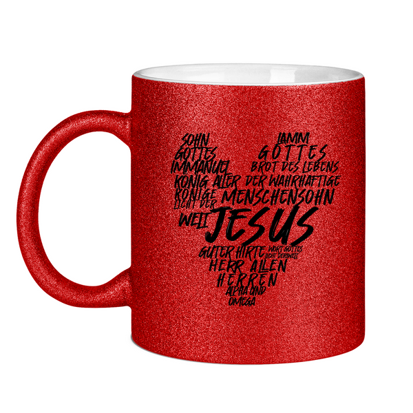 Glitzertasse jesus herz wordcloud