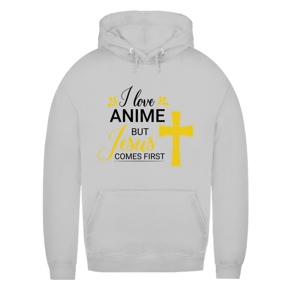 Damen Hoodie i love anime but jesus comes first