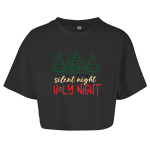Damen Oversize Crop Top silent night holy night