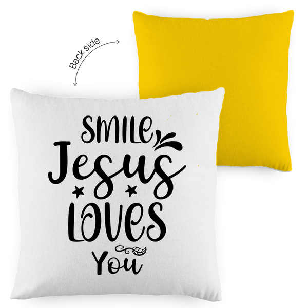 Kopfkissen zweifarbig smile jesus loves you