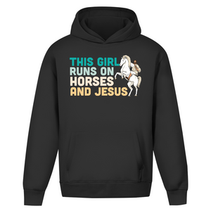 Oversize Hoodie Ohne Kordel this girl runs on horses und jesus reiterin