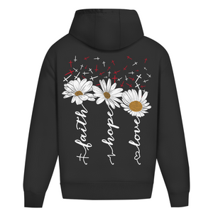 Oversize Hoodie Ohne Kordel faith hope love blumen