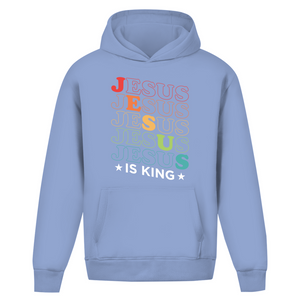 Oversize Hoodie Ohne Kordel jesus is king retro