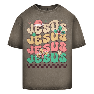 Oversize Washed T-Shirt jesus weihnachtsmotiv
