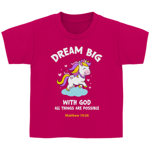 Kinder T-Shirt with god all things are possible matthew 19:26