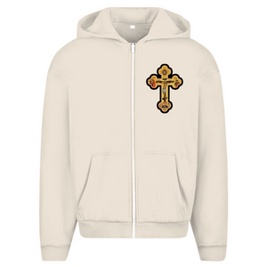 Oversize Zipper Hoodie Griechisch Orthodoxe Jesus Kreuz
