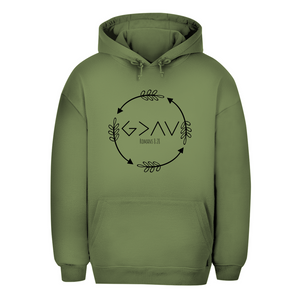 Unisex Oversize Hoodie god greater than highs lows romans 8:28