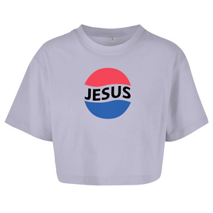 Damen Oversize Crop Top jesus