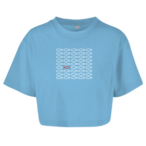 Damen Oversize Crop Top fisch symbol ICHTHYS