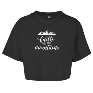 Damen Oversize Crop Top faith can move mountains