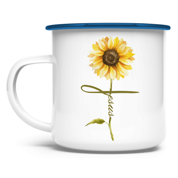 Emaille Tasse jesus sonnenblume