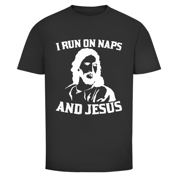 Herren T-Shirt i run on naps and jesus