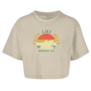 Damen Oversize Crop Top faith like noah nebrews 11:7