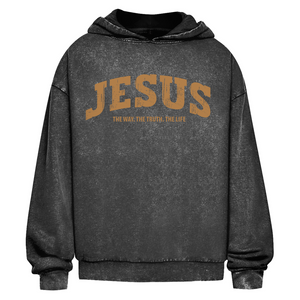 Oversize Washed Hoodie jesus the way the truth the life