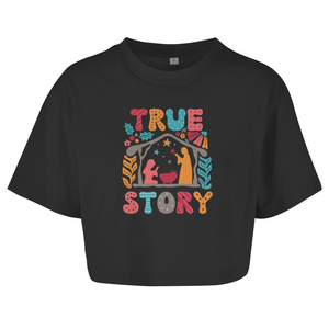 Damen Oversize Crop Top true store weihnachten