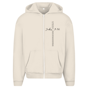 Oversize Zipper Hoodie for god so loved the world john 3:16