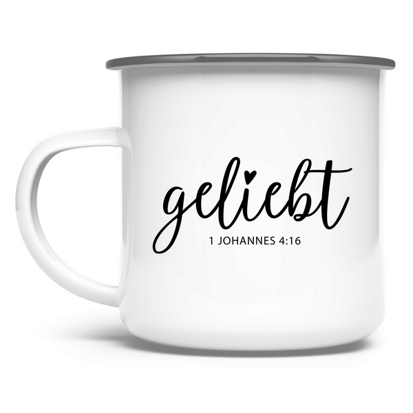 Emaille Tasse geliebt 1 johannes 4:16