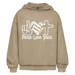 Oversize Washed Hoodie peace love jesus