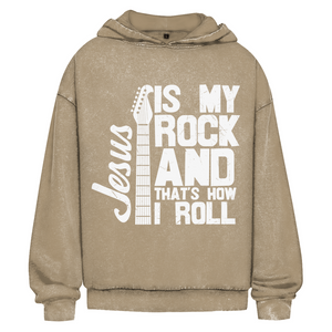 Oversize Washed Hoodie jesus is my rock guitarist