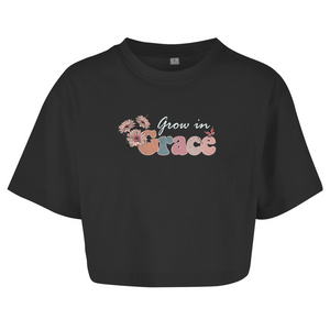 Damen Oversize Crop Top grow in grace
