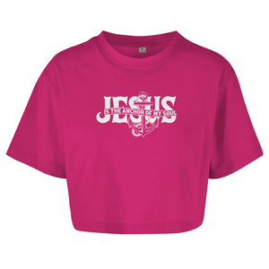 Damen Oversize Crop Top jesus the anchor of my soul