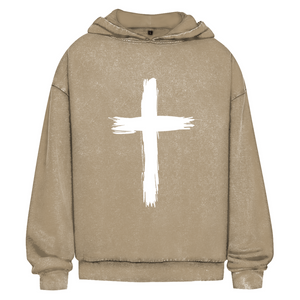 Oversize Washed Hoodie kreuz