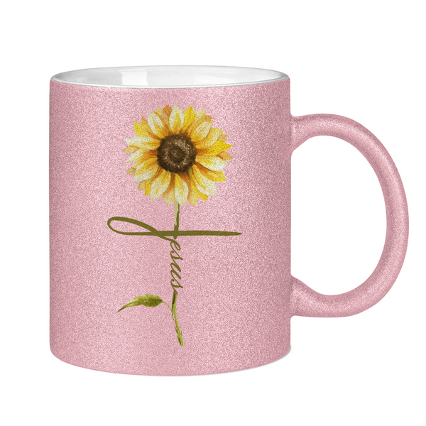 Glitzertasse jesus sonnenblume