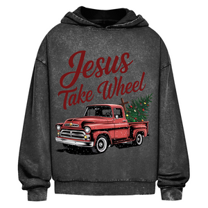 Oversize Washed Hoodie jesus take wheel
