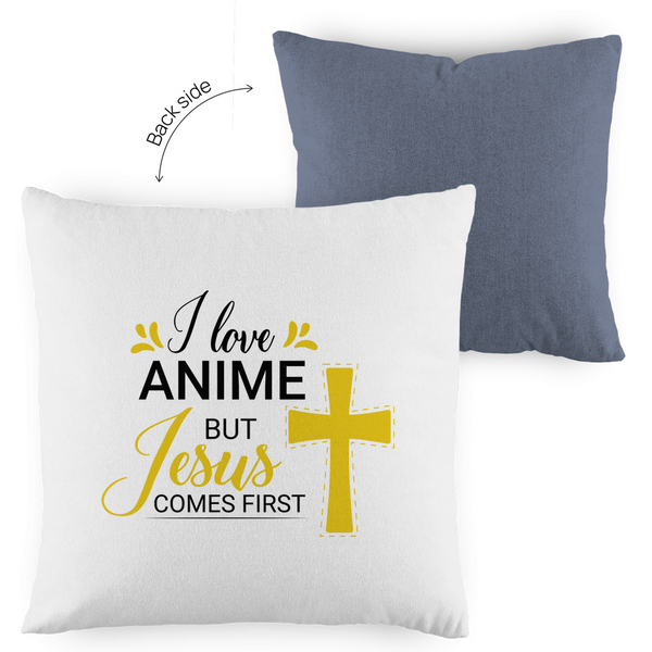 Kopfkissen zweifarbig i love anime but jesus comes first