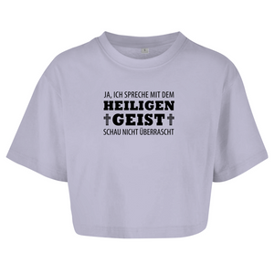 Damen Oversize Crop Top ich spreche mit dem heiligen geist