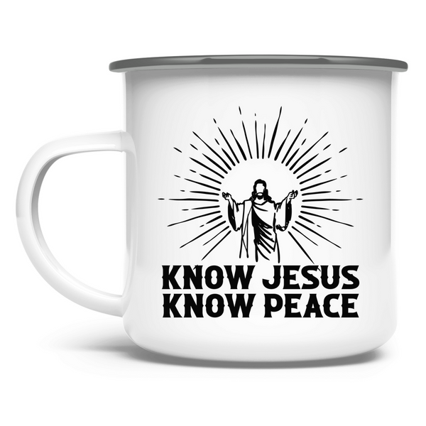 Emaille Tasse know jesus know peace