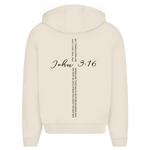 Oversize Zipper Hoodie for god so loved the world john 3:16