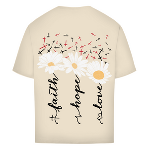Oversize T-Shirt faith hope love blumen