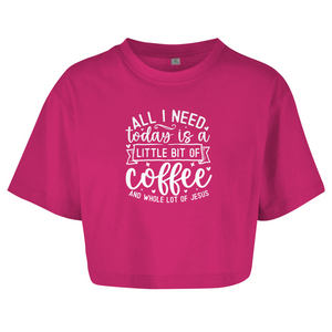 Damen Oversize Crop Top little bit of coffee and whole lot of jesus