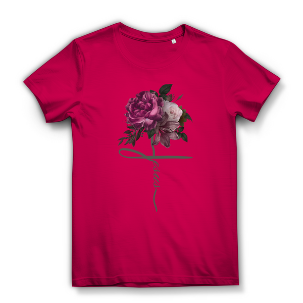 Damen Bio T-Shirt jesus blumen