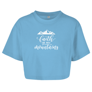 Damen Oversize Crop Top faith can move mountains