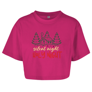 Damen Oversize Crop Top silent night holy night