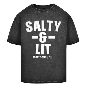 Oversize Washed T-Shirt salty and lit matthew 5:13