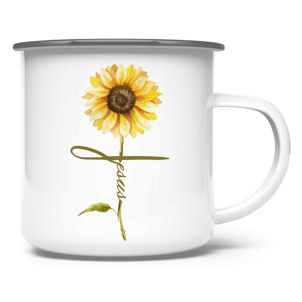 Emaille Tasse jesus sonnenblume