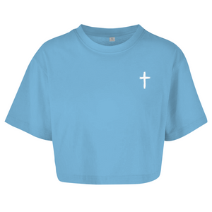 Damen Oversize Crop Top kreuz
