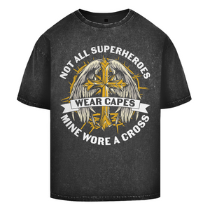 Oversize Washed T-Shirt mine superheroes wore cross