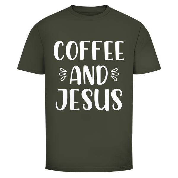 Herren T-Shirt coffee and jesus