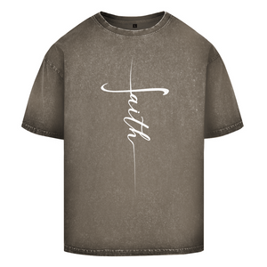 Oversize Washed T-Shirt faith kreuz