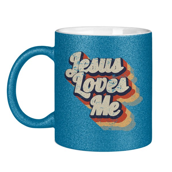 Glitzertasse jesus loves me