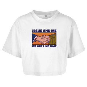 Damen Oversize Crop Top jesus and me we are like that